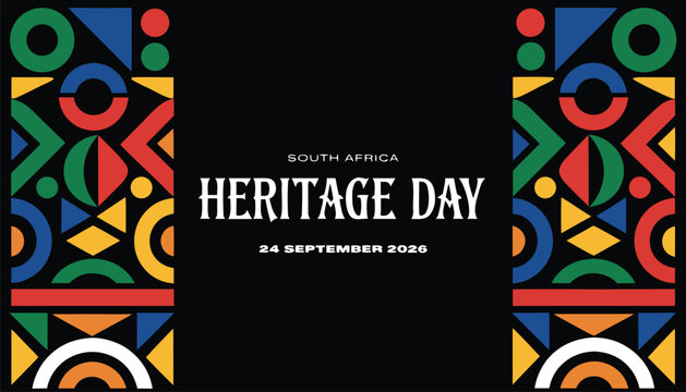 Colorful geometric pattern design celebrating South Africa heritage day cultural festival