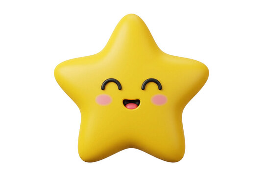 Adorable Yellow 3D Star Character with a Joyful Expression