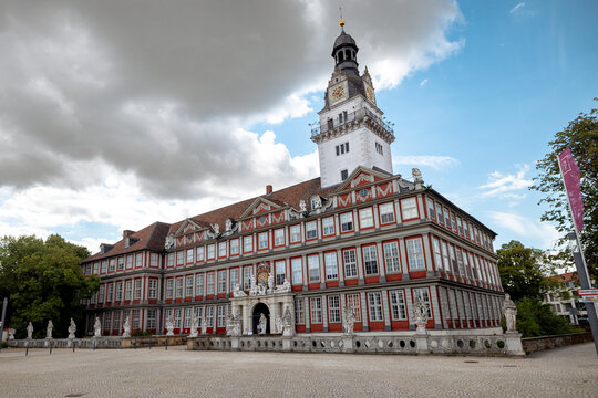 Wolfenbuttel, Germany - July 3, 2026: Schloss Wolfenbuttel and its Hausmannsturm dominate the broad Schlossplatz in the historic centre of Wolfenbuttel.
