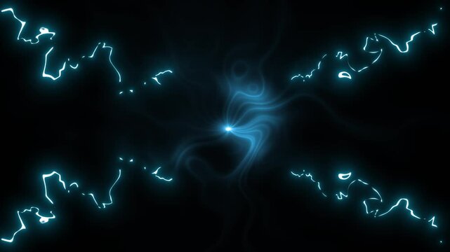 Simple energy thunder storm lightning bolt transition on black background, dynamic spark bursts, bright lightning bolt explosion, cartoon lightning energy burst flash FX animation.4k video
