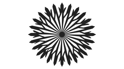 Obraz premium A striking black and white abstract snowflake pattern with intricate radial symmetry, resembling a starburst or a stylized flower.