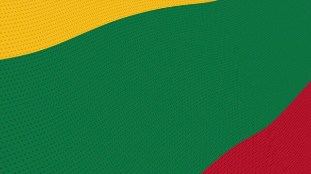 Flag of Lithuania waving slowly in the foreground and moving upwards.
