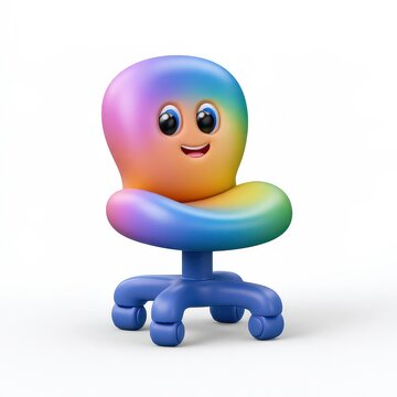 Colorful Cartoon Character Sitting on a Chair with a Smile