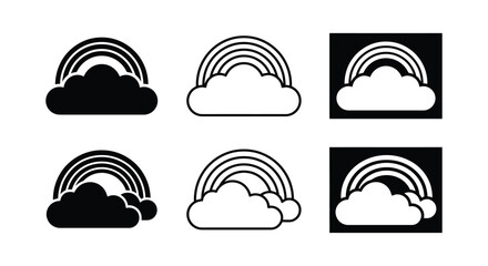 Obraz premium Rainbow and cloud silhouettes showcase a simple graphic vector illustration on a white background