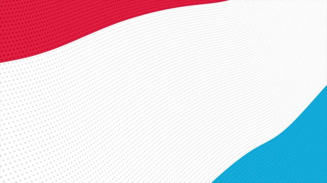 Flag of Luxembourg waving slowly in the foreground and moving upwards.