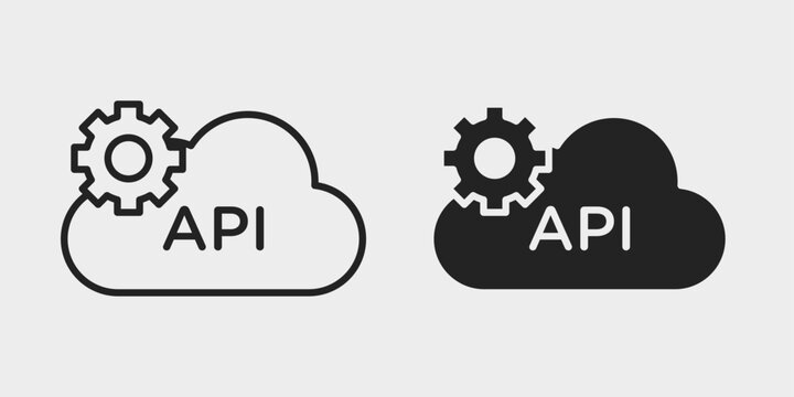 Cloud API Service Icon represents cloud APIs, digital services, software connections, and data access with editable outline and fill vector illustrations.