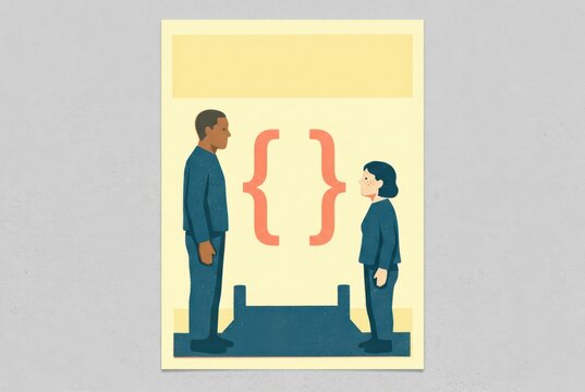Code Collaboration Illustration with Two Professionals