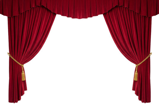 Elegant Red Velvet Theater Stage Curtains with Gold Tassels