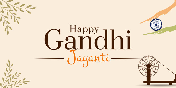 Gandhi Jayanti greeting banner. Vector illustration
