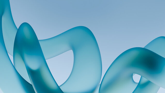 Cyan and Turquoise Organic Waves on a Minimal Blue Background