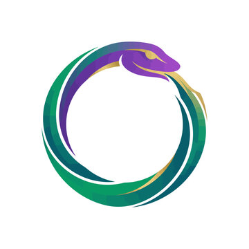 Ouroboros snake logo featuring a circular serpent design in purple and green colors