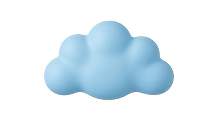 Fototapeta premium Minimalist Blue 3D Rendered Cloud Icon Isolated on White Background