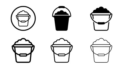 Obraz premium Set of bucket with snow icons in various styles and outlines