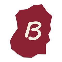 Letter b handwritten symbol inside a dark red rough shape on a simple flat design © MST LOVELY BEGUM
