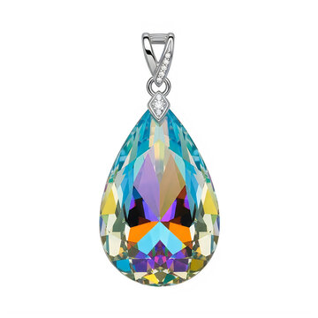 Beautiful teardrop crystal pendant necklace charm with silver setting