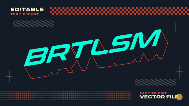 Brutalist Editable Text Effect with Geometric Retro Design