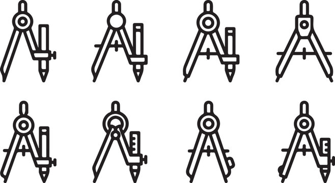 Assorted compass and divider drawing tools