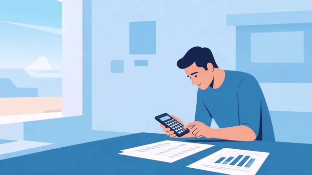Professional Man Using Digital Tablet for Business Data Management and Planning Vector Illustration