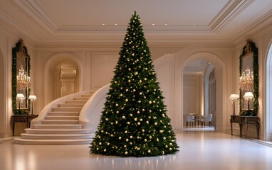 Fototapeta premium Luxurious Christmas Tree Display in Grand Lobby of Hotel