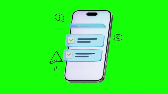 Mobile survey questionnaire app scrolls down a list of questions on green screen.