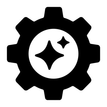Gear sparkle optimize settings clean performance magic vector icon