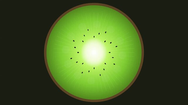 Six green kiwi slices in symmetric rows on black