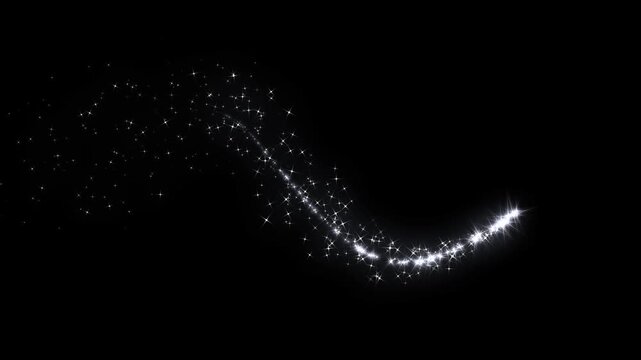 Glitter sparkles twinkle stars line and twinkle sparkle stars animation, magic sparkles, cartoon doodle sparkles, glitter line stars, shining sparkle motion on transparent on black screen. 4K video