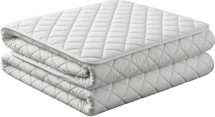 Obraz premium Folded white quilted fabric pad isolated on transparent background