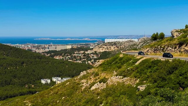 Panoramic view of the old town of Marseille, Provence, Alps, Cote d'Azur, France, June 8, 2026. High quality 4k footage