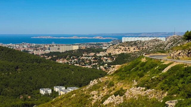 Panoramic view of the old town of Marseille, Provence, Alps, Cote d'Azur, France, June 8, 2026. High quality 4k footage