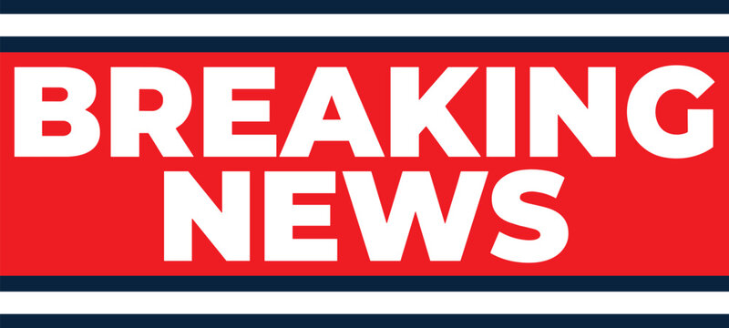 Breaking news banner with a vibrant red background and colorful text overlay