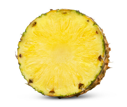 Cui in a slice of pineapple or ananas tropical fruit isolated on white, clipping path.
