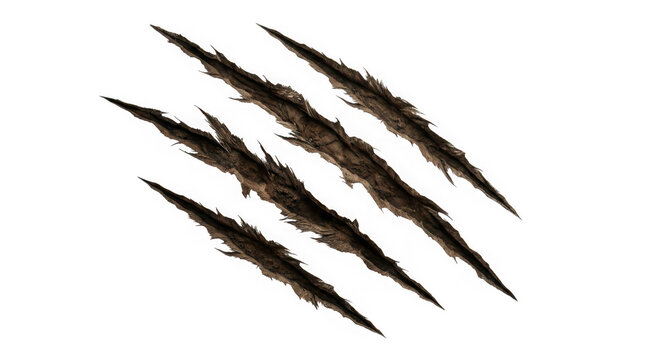 Set of deep claw marks isolated on transparent background