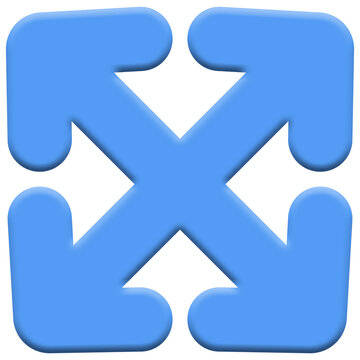 Blue 3D expand fullscreen arrows icon vector illustration
