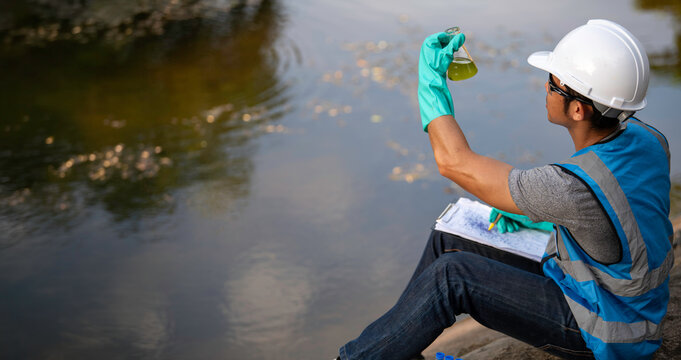 Environmental engineers inspect water quality,Bring water to the lab for testing,Check the mineral content in water and soil,Check for contaminants in water sources.