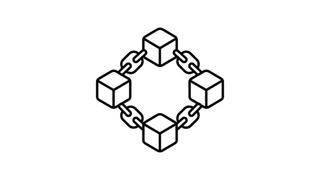 Blockchain network cryptocurrency outline icon on transparent background.