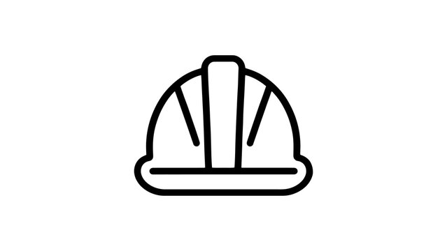 Construction safety hard hat line drawing icon for worker protection.