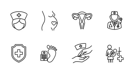 Fototapeta premium Medical icons set line style illustrations on a white background