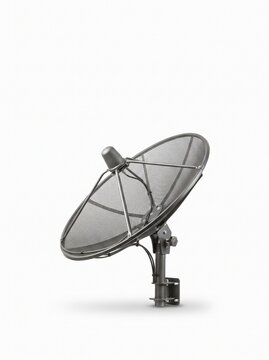Modern Satellite Dish Antenna for Communication and Broadcasting on a White Background