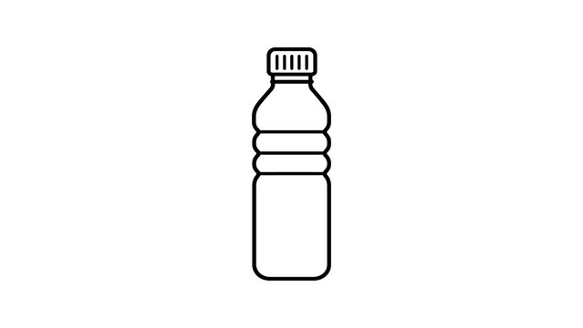 Plastic water bottle black line icon representing healthy hydration use.