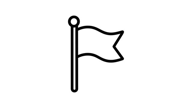 Simple black flag icon on pole for location marker navigation map design.