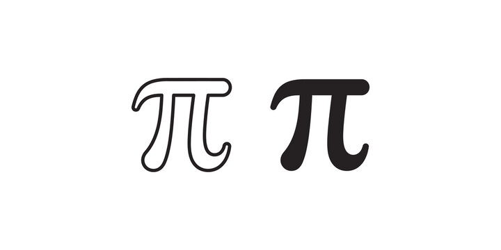 Pi symbol icon variations in outline and solid black style for mathematics and geometry projects.