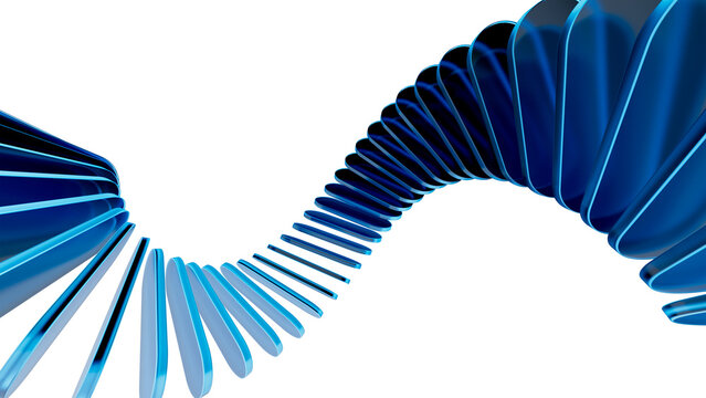Abstract Blue Accordion Pleated Design Isolated on Transparent Background