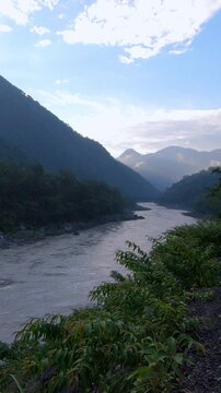 Ganges River and Himalayan Mountains in Rishikesh, India &ndash; Time-Lapse