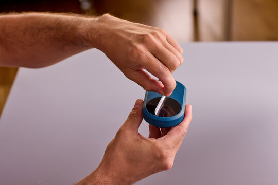 portable 4g usb modem without SIM card lies on the keyboard Stock Photo
