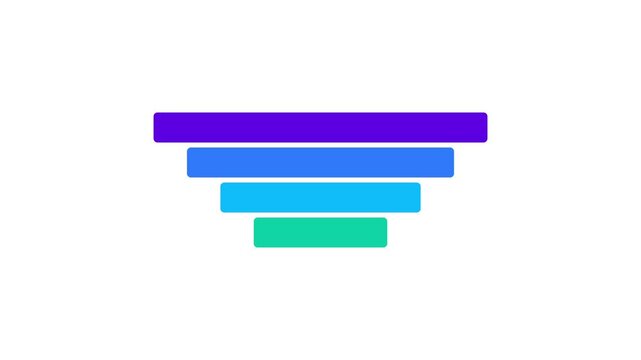 Infographic process funnel stages animation with colorful bars steps and business workflow concept