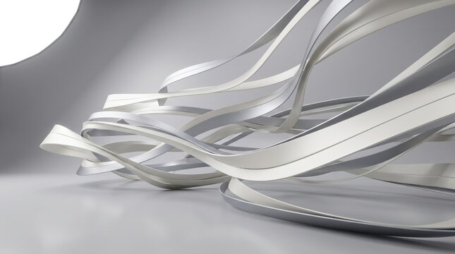 Dynamic grayscale abstract forms create a captivating and intriguing visual experience emphasizing fluidity