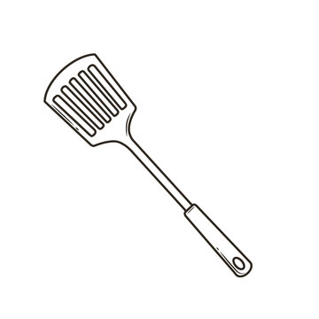 kitchen spatula slotted turner minimal outline for cooking recipe
