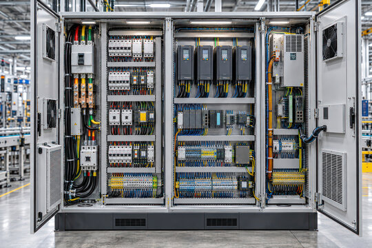 Industrial Electrical Control Cabinet with Variable Frequency Drives and Power Distribution