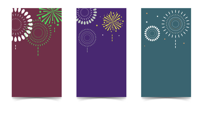 Vibrant fireworks display on transparent background